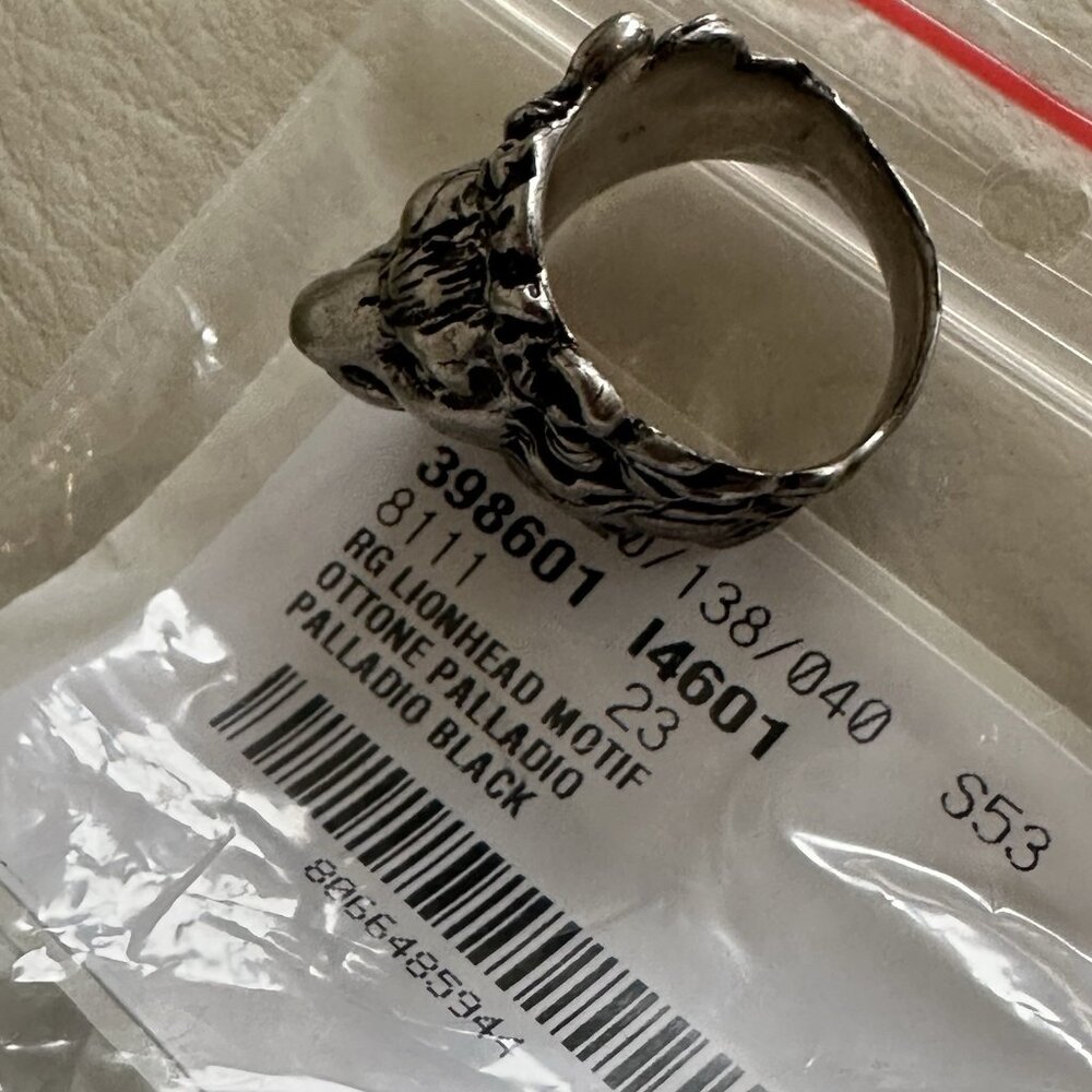 NEW GUCCI Ring Lion Silver Palladio Black Sz 23 IT 10.5 US 100% Authentic - Picture 6 of 7